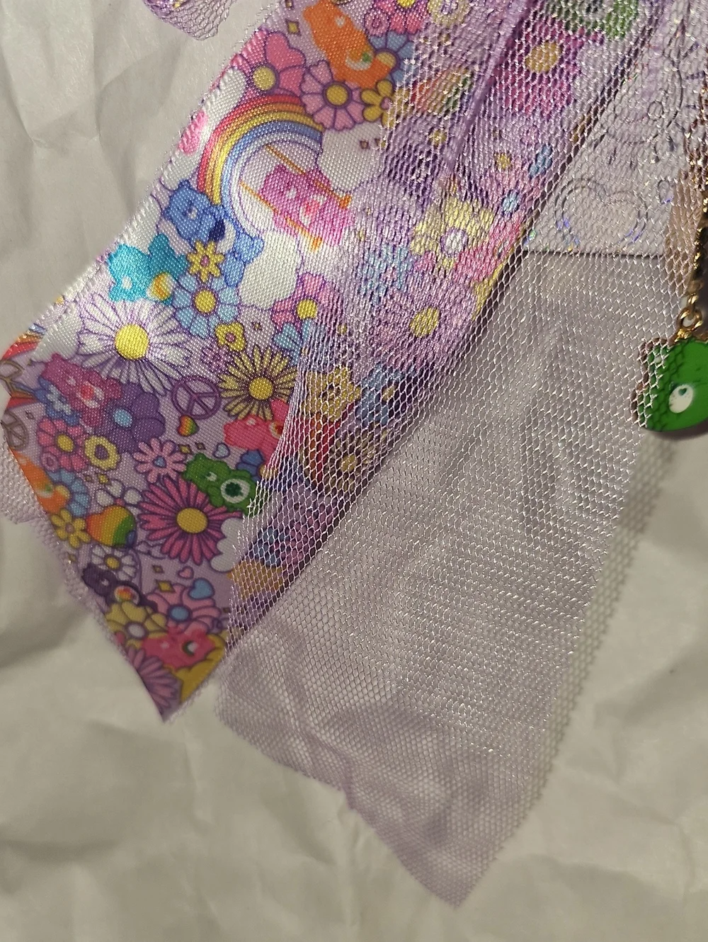 Care Bears Purple Floral Rainbow Kids Hair Bow with Charms New